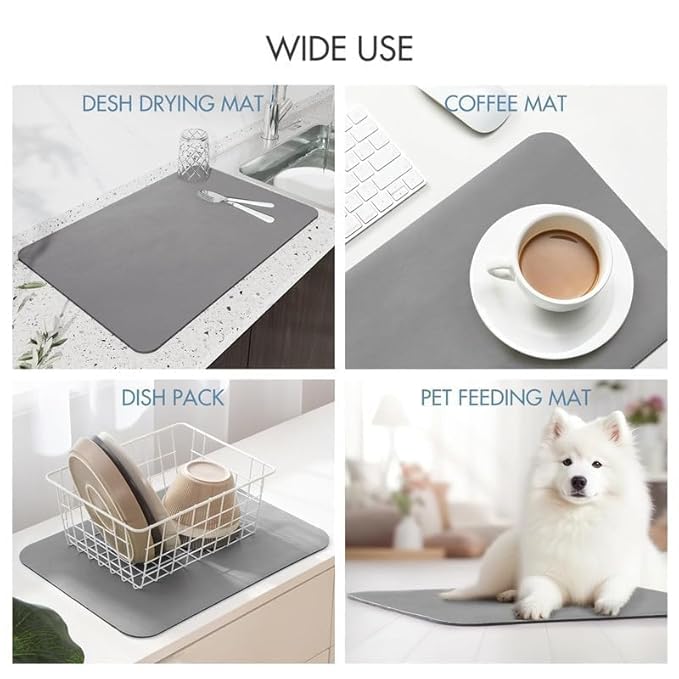 Premium HEAVY Dish Drying Mat – Water Absorbent & Heat Resistan Water Absorbent mat Drying mat for Kitchen Utensils Large Dry mat for Kitchen