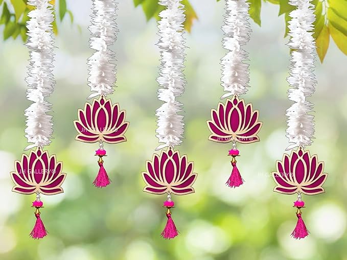 Lotus hangings Flower for Decoration | Artificial Lotus Garland Strings for Pooja Room, Mandir, Diwali, Festival, Wedding | Wall Decorative Items for Home Pooja Décor (40 INCH)