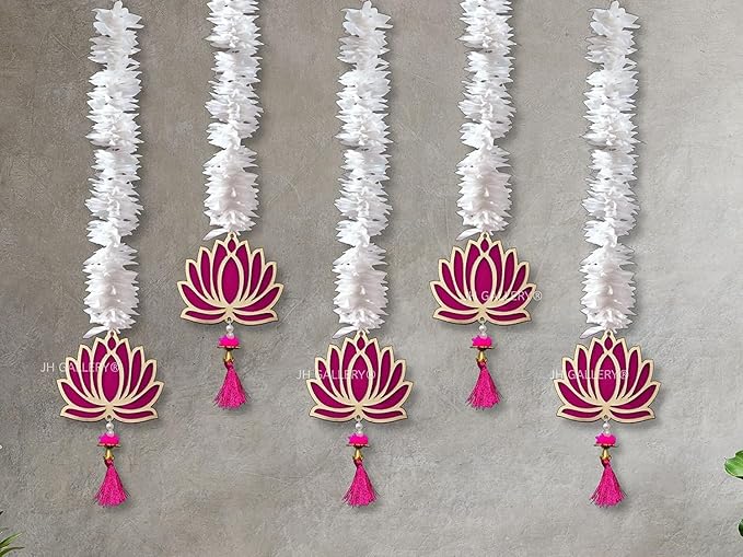 Lotus hangings Flower for Decoration | Artificial Lotus Garland Strings for Pooja Room, Mandir, Diwali, Festival, Wedding | Wall Decorative Items for Home Pooja Décor (40 INCH)