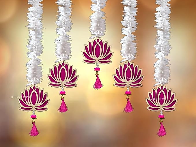 Lotus hangings Flower for Decoration | Artificial Lotus Garland Strings for Pooja Room, Mandir, Diwali, Festival, Wedding | Wall Decorative Items for Home Pooja Décor (40 INCH)