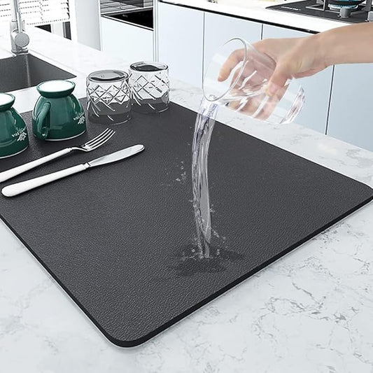 Premium HEAVY Dish Drying Mat – Water Absorbent & Heat Resistan Water Absorbent mat Drying mat for Kitchen Utensils Large Dry mat for Kitchen